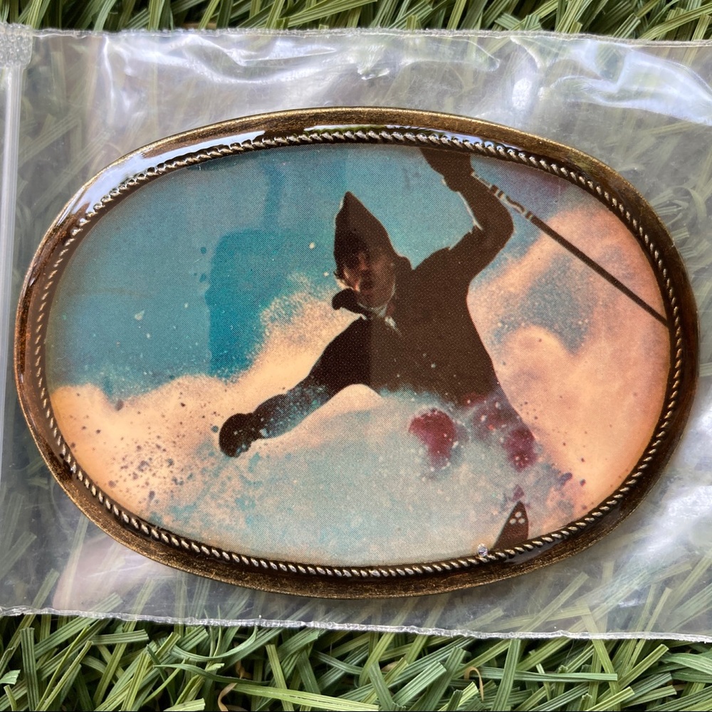Deadstock 70s Ski Snow Winter Sport Belt Buckle
